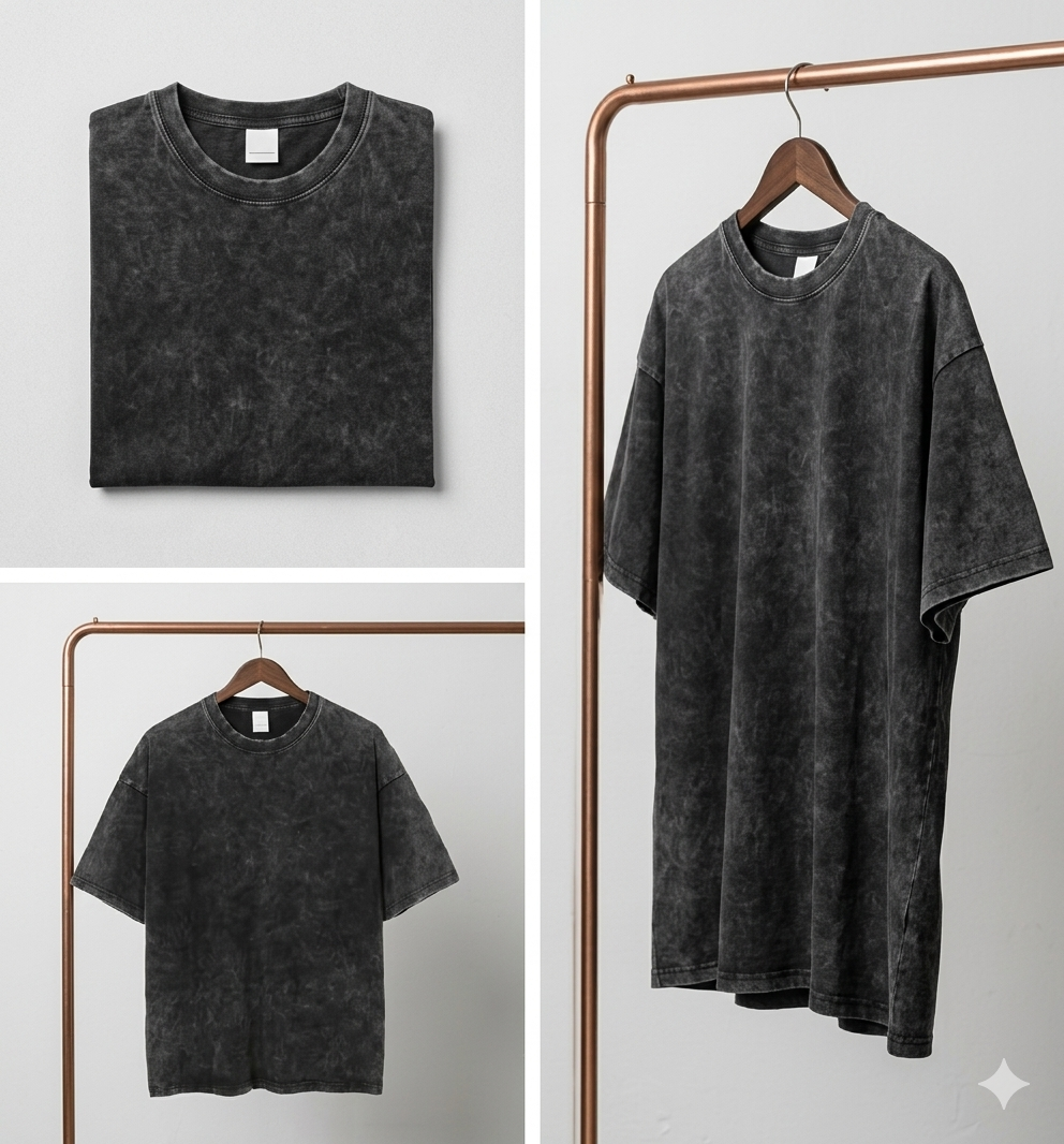 Modern & Premium (Best for Instagram Brands) "Vintage Acid Wash Oversized T-Shirt - Charcoal Black"